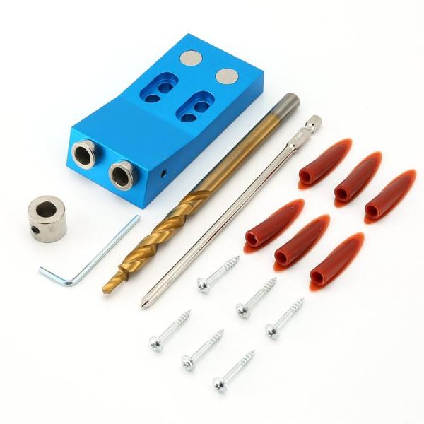 

алюминиевый сплав карманные отверстия jig kit 9.5mm wood дюбель jig панч локатор деревообрабатывающий сверла с 9.5мм сверлом