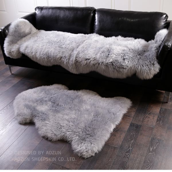

eco friendly tan 1p full pelt sheepskin rug gray shaggy sheep fur decoration carpet soft lambskin fur cushion sofa mat