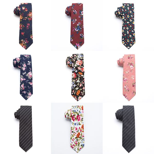 

xgvokh 100% cotton tie print necktie men fashion classical 6cm slim skinny ties flowers wedding party business necktie bowtie, Black;blue