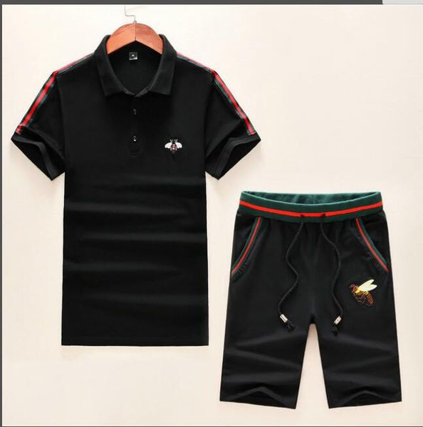 

sell new mens brand tracksuits mens t shirt fashion men large size lapel neck tee short sleeve tshirt and shorts pants set tracksuit, Gray