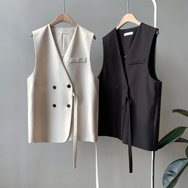

women fashion elegant office lady coat sleeveless vests jacket outwear female work wear spring autumn waistcoat colete feminino, Black;white