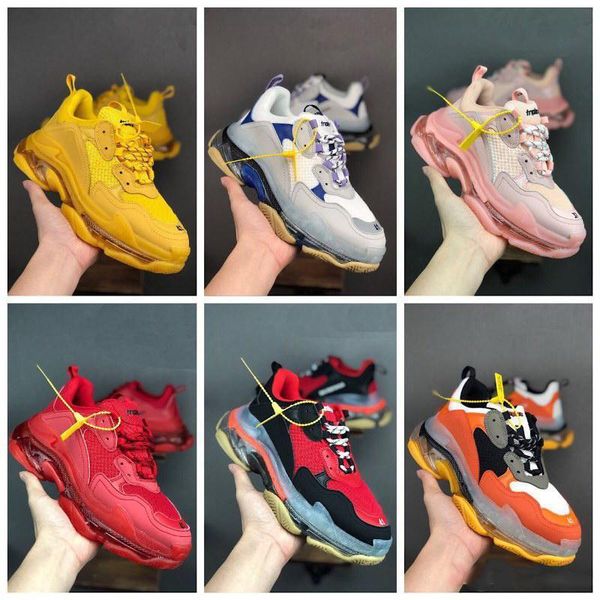 

2019 fashion tripler s 3.0 red pink blue the most beautiful old shoes original correct crystal bottom platform eight layer trainers, Black