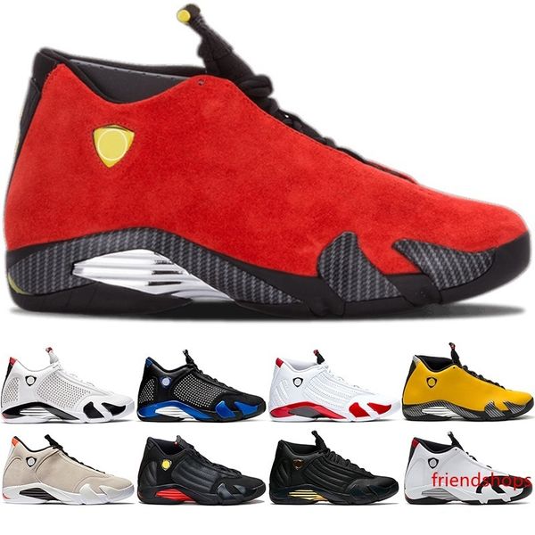 

14 men basketball shoes 14s candy cane black white yellow red desert sand dmp mens athletic sports sneakers size 8-13 wholesale