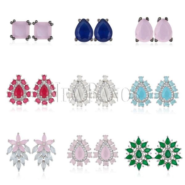 

newranos natural crystal stud earrings geometric water drop square earrings for women female fashion jewelry statement jewelry, Golden;silver