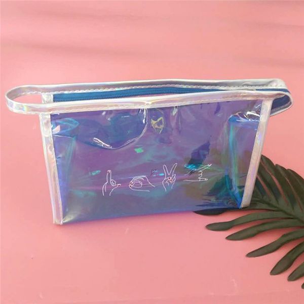 

женщины cosmetic bag мода zipper многоцветный макияж малый сумка lady travel портативный лазерный косметика сумки femme