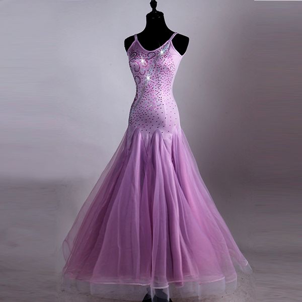 

ballroom dance dresses long sleeve foxtrot embroidery white women stage waltz ballroom dress purple lilac mq047, Black;red