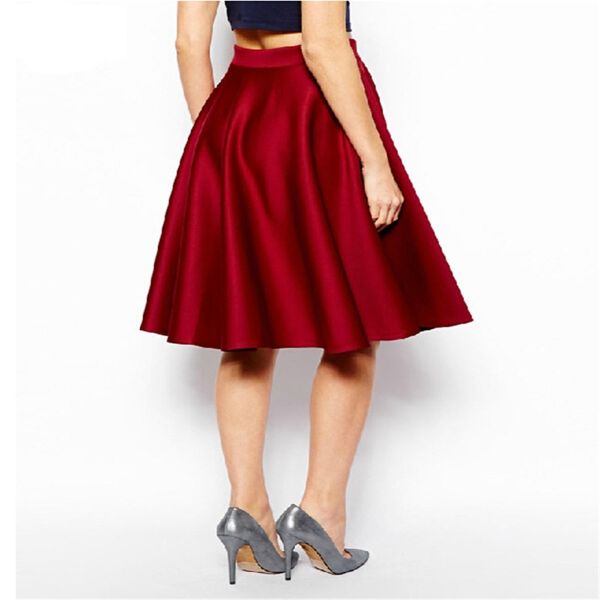 

retro black red 4xl summer wop loose woman solid vintage ball gown knee-length skirt femininos casual work skirts vestidos