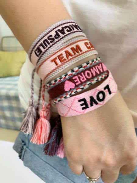 

бренд мода ювелирные изделия ручной работы хлопок подпись вышивка браслет тканый браслет ткань кисточкой кружева браслет, Black