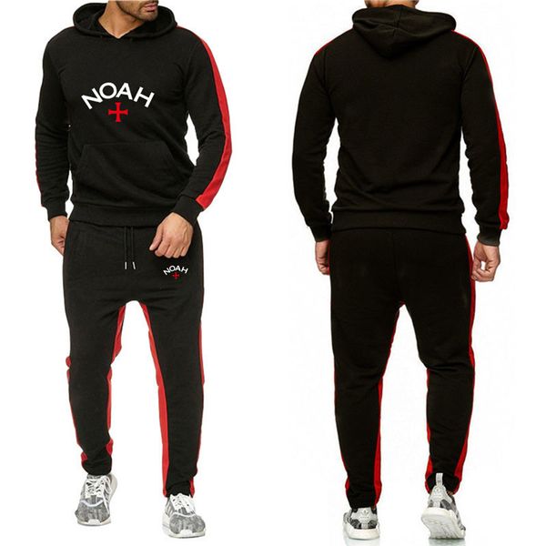 

2021 men cyber monday tracksuit noah long sleeve sportswear two piece sets fleece thick hoodie+pants spring autumn pullover hoodie jacket, Gray