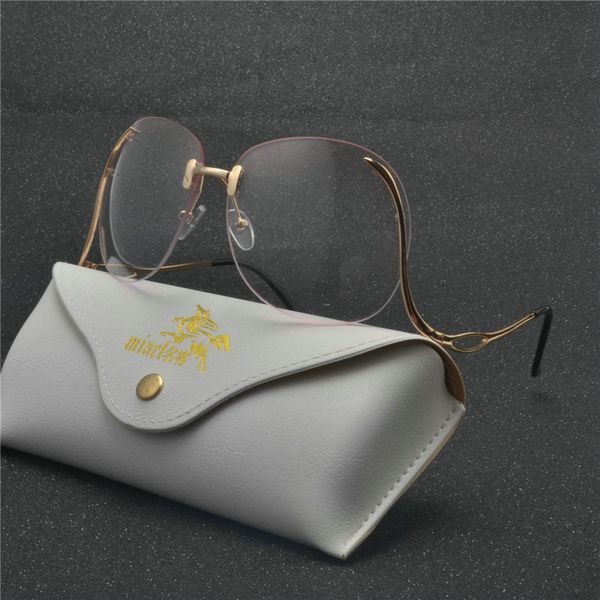 

mincl 2019 oversized sunglasses women vintage frameless curved legs metal frame sun glasses summer uv400 sunglasses eyewear nx, White;black