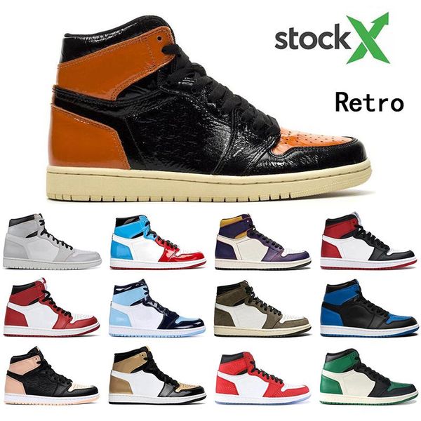 

with socks 1 high travis scotts mens basketball shoes 1s banned turbo green black toe athletic sports sneakers mens trainers