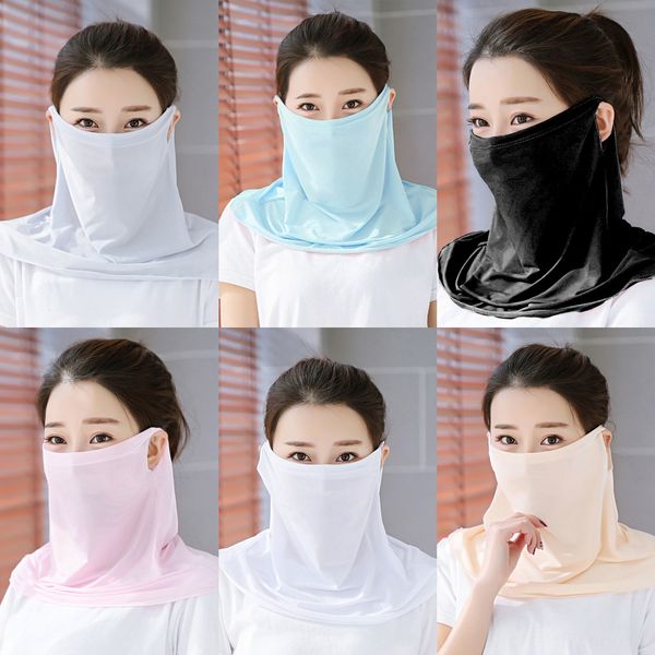 

dd6qw women scarf face styles 38 mask silk chiffon dust-proof outdoor windproof half face handkerchief sunshade masks scarf designer, Black