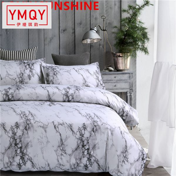 

printed marble bedding set white black duvet cover king  size quilt cover brief bedclothes comforter 3pcs