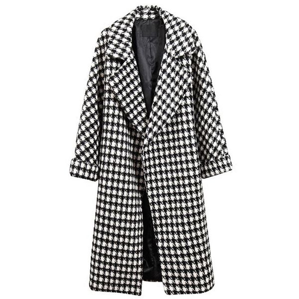 

autumn winter women  hairy cardigan coat female 2019 new 200 pounds large size long section thicken plaid nizi coat female s53, Black