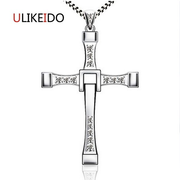 

925 sterling silver jewelry fast and furious 8 vin pendant with aaa zircon crosses rotatable necklace choker 098