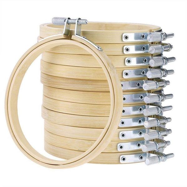 

12шт bamboo крест обручи круглых пяльцы регулируемого бамбуковый круг крест обруч деревянные наборы для вышивания круга, Black