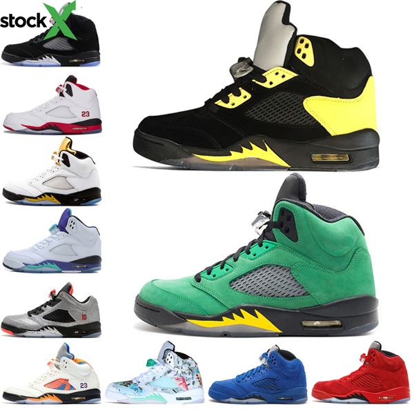 

new arrival men basketball shoes 5 5s red blue suede olympic og gold black metallic fire red white cement grape sports sneaker