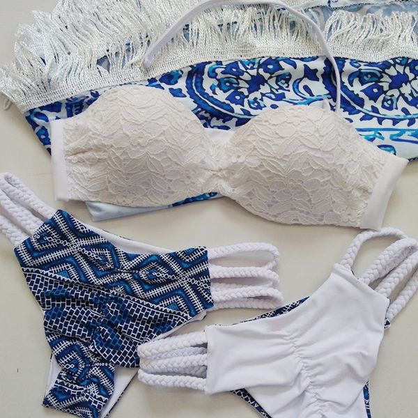 

bikinis set lace swimwear women swimsuit push up print brazilian biquini feminino bikini 2021 bathing suit female beachwear