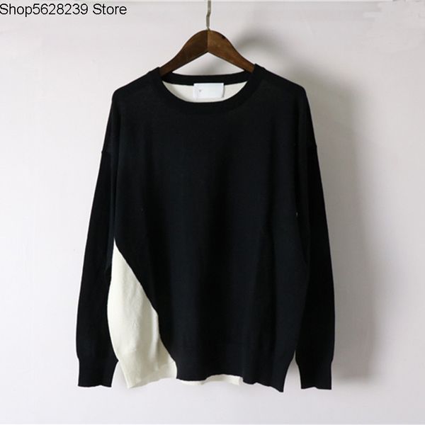 

single spell color comfortable joker long sleeve backing beautiful slave knitting sweater, White;black