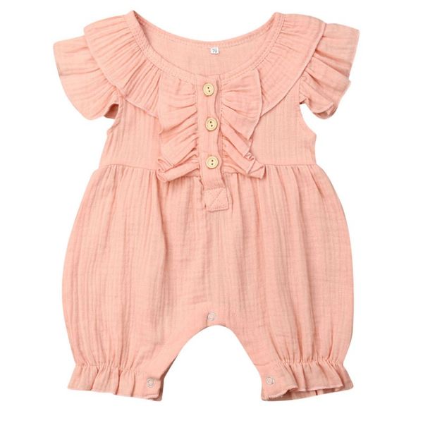 

infant baby girls solid print flare sleeve rompers kids boys jumpsuit newborn clothes, Blue