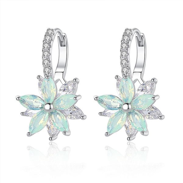 

fashion luxuury romantic lovely clear stone flower shape practical simple earrings copper cubic zirconia for women, Golden