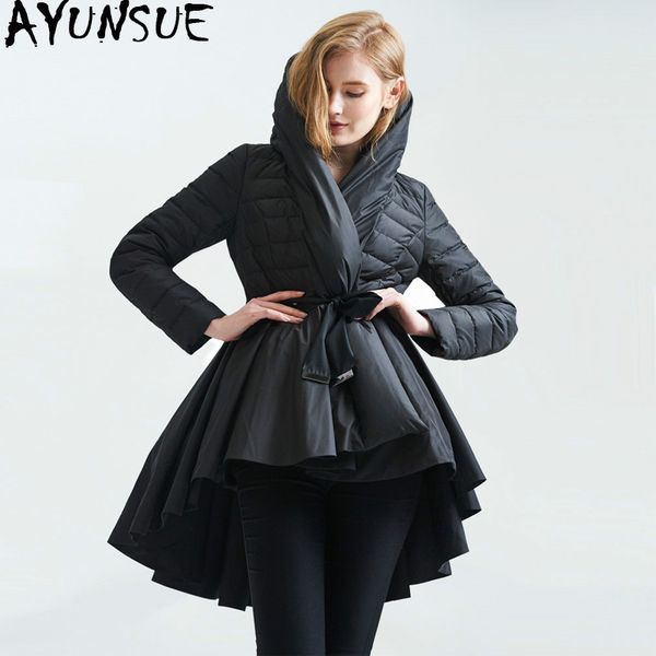 

ayunsue winter coat down jacket women winter jackets woman hooded long coats parka streetwear overcoat chamarras de mujer kj600, Black