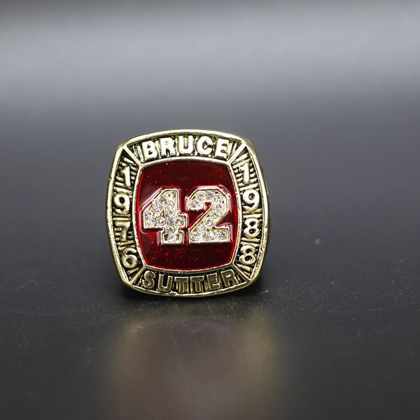 

hall of fame baseball 1976 1988 #42 bruce sutter team champions championship ring with wooden display box souvenir men fan gift 2020, Golden;silver