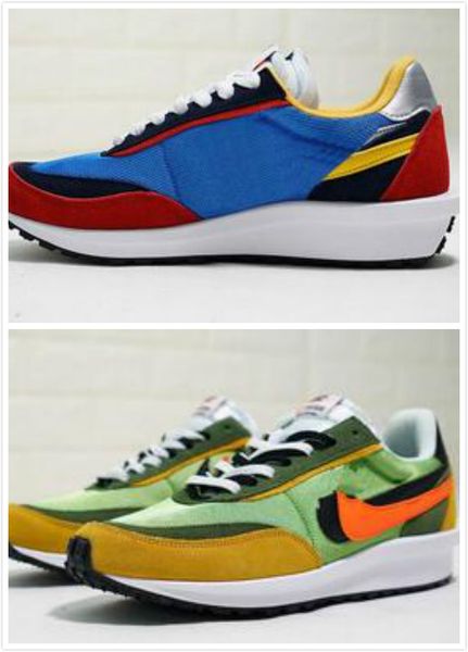 

waffle sacai x blazer overlapping design avant-garde trailblazers high joker shoes mens sacai toki slip casual sports shoes