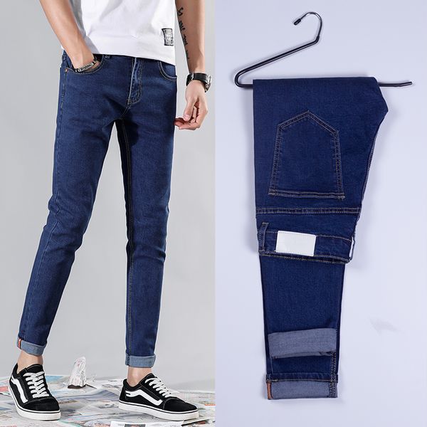 

good quality 4 colors skinny jeans men spring summer slim denim jeans men cotton elastic denim pants cowboy trousers, Blue