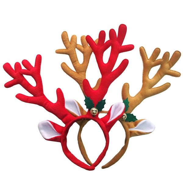 

cute elk long horn headband cloth antlers reindeer bell christmas headwear head band children xmas decorations