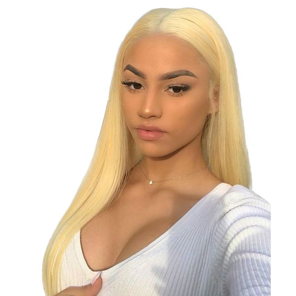 

brazilian 613 blonde full lace wig glueless lace front wig natural silky straight human hair wigs with parting, Black;brown