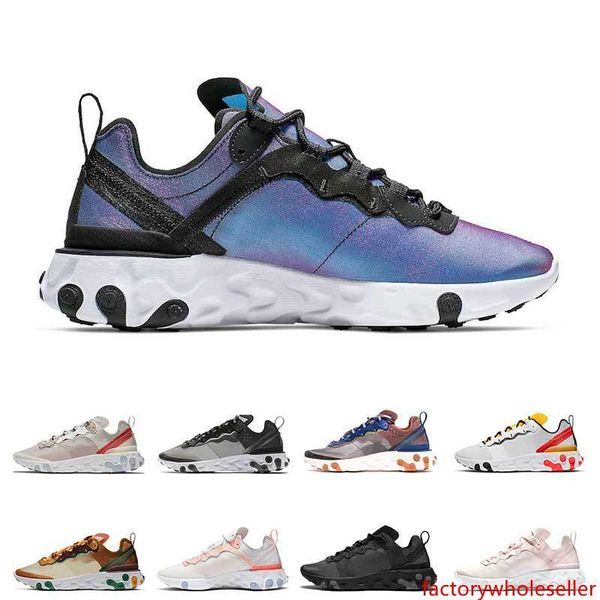 

new react element 87 55 running shoes mens white black black women breathable sports sneaker size 36-45