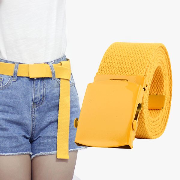 

students men's women's canvas belt smooth buckle casual canvas belts s782, Black;brown