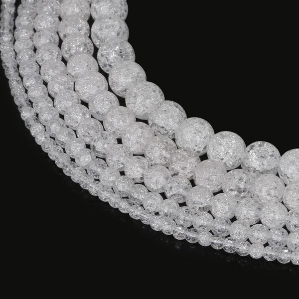 

pick size 4 6 8 10 12mm natural loose snow cracked round white crystal quartz rock spacer beads for jewelry diy
