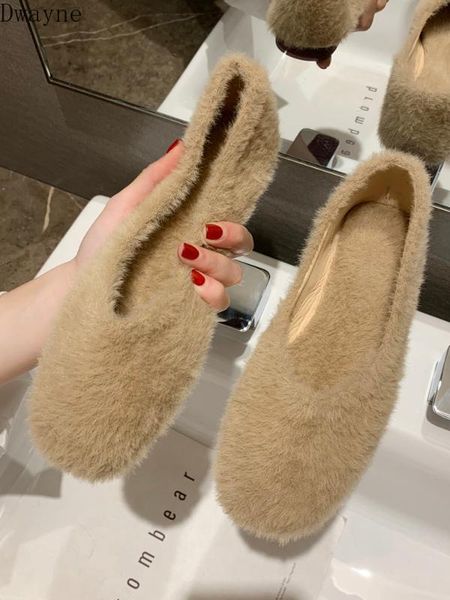 

female winter wear 2020 new flat-bottom autumn and winter models net red single shoes lamb hair flat beanie lazy shoes, Black
