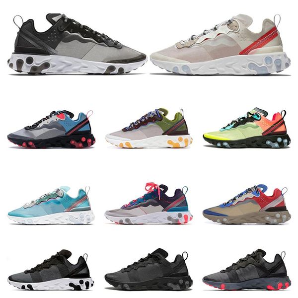 

new react element 87 55 running shoes for men women light bone triple black white royal solar red mens trainers sports sneaker runner