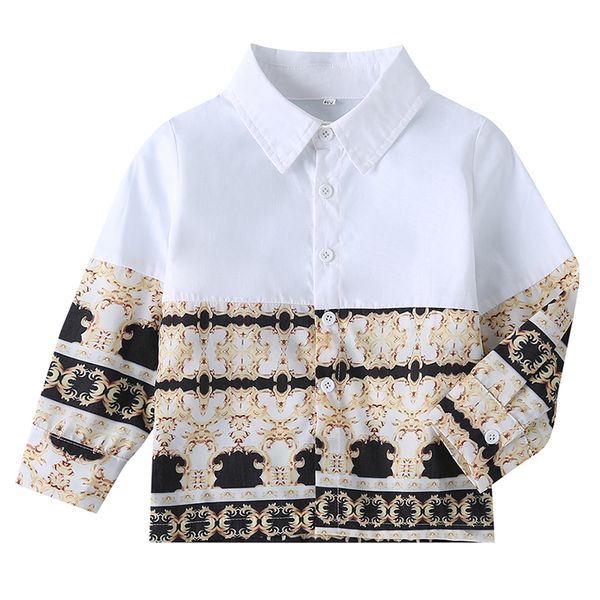 

2-6T Autumn Baby Boy Shirts Tees Long Sleeve Floral Pattern Boy Tops Kids Casual Blouse