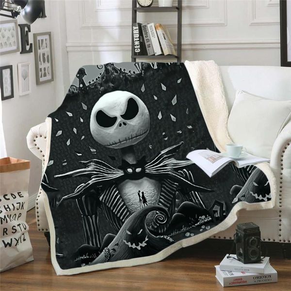 

the nightmare before christmas jack skull sherpa blanket plush velvet warm sheet cartoon office nap blanket jack-0025