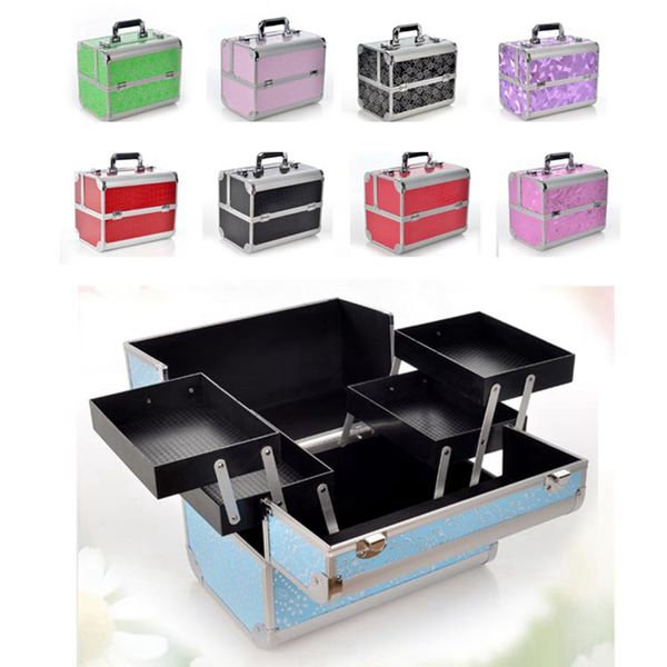 

aluminium alloy make up box professional makeup beauty cosmetic bag multi tiers lockable jewelry box make up tools ljjr932