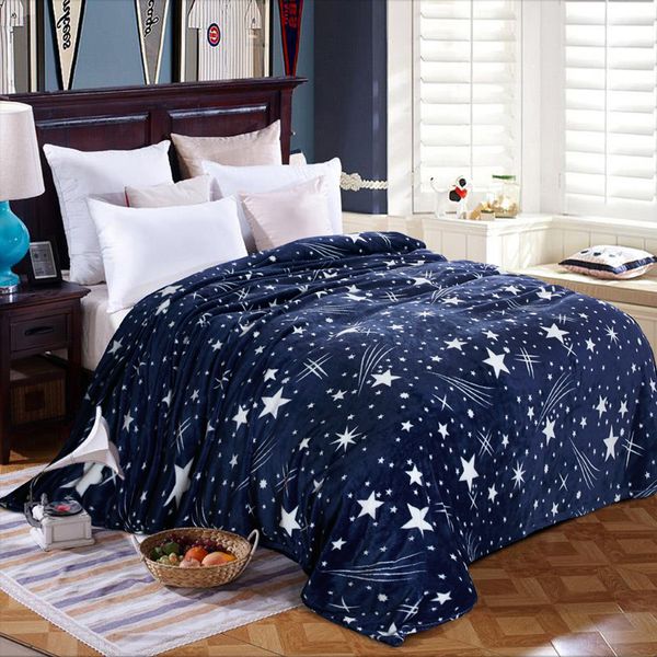 

stars printed throw blanket thicken weighted soft blankets flannel bedding plush bed cover bedsheet sofa bedding blankets