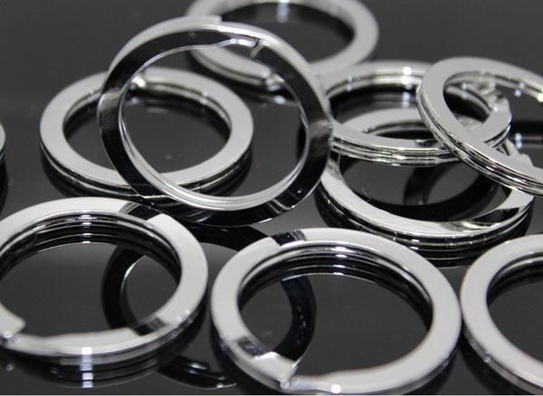 100 Teile/los Edelstahl Eisen Runde Metall Schlüsselanhänger Rhodiniert Ring Schlüsselanhänger 25mm 28mm 30mm 32mm 33mm 35mm