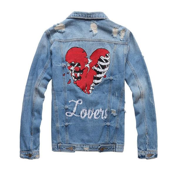 

мужские куртки дизайнер моды high street love heart вышивка мотоцикл high street casual синий outwear m-4xl, Black;brown