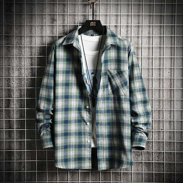 

men's casual shirts shirt men teenager simple style dark plaid long sleeve blouse male japanese fashion plus size summer arrival, White;black