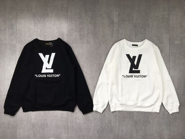 

фирменный свитер для пары осень и зима свитер с круглым вырезом и утолщенные бархатные мужские и женские дизайнерские топы с одинаковым абза, Black