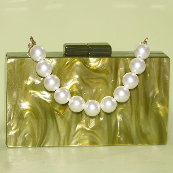 

atural acrylic shell high-end dinner clutch bag new mini bag lady chain messenger pearl lemon acrylic party wedding purse