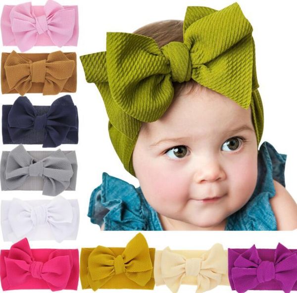 Fascia per capelli con nodo per bambini Fasce per capelli con fiocco grande per ragazze Fasce per capelli elastiche con bowknot Turbante Copricapo solido Copricapo per capelli Accessori per capelli DHL