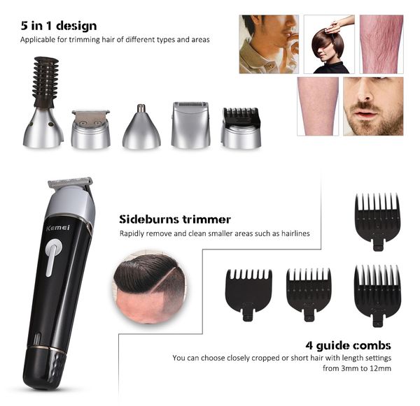 

kemei 5 in 1 rechargeable hair trimmer multifunction nose hair clipper expensive hair clippers