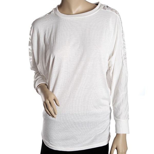 

women's blouse batwing sleeve loose t-shirt, White
