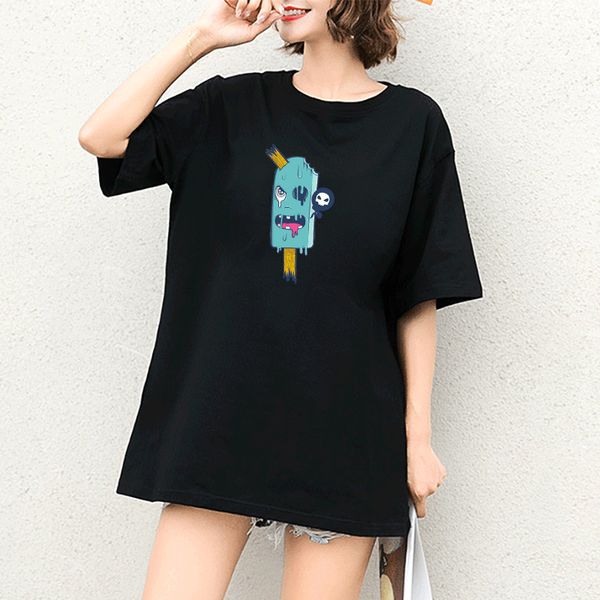 

женская дизайнерская футболка смешные тенденции моды печати колледж стиль личность 2020 весна новый стиль вокруг шеи взрыв марка футболку, White