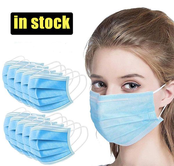 

in stock disposable face mask 3 layer ear-loop dust mouth masks cover 3-ply non-woven disposable dust mask disposable face masks with elas